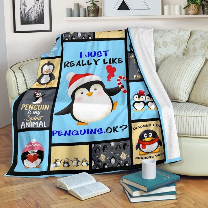 I just really like penguins Fleece Blanket - Quilt Blanket