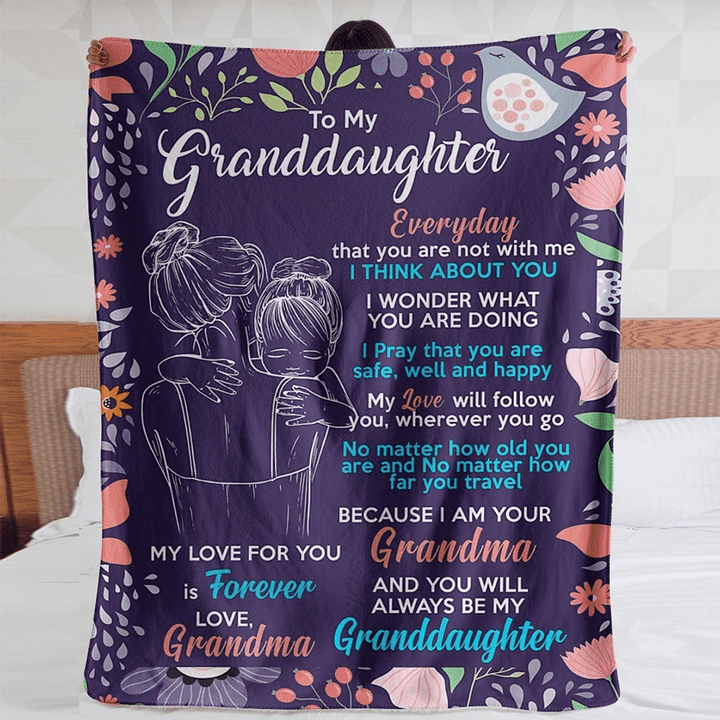 Personalized To My Granddaughter Everyday That You Are Not With Me I Think About You, Love Grandma Sherpa Blanket