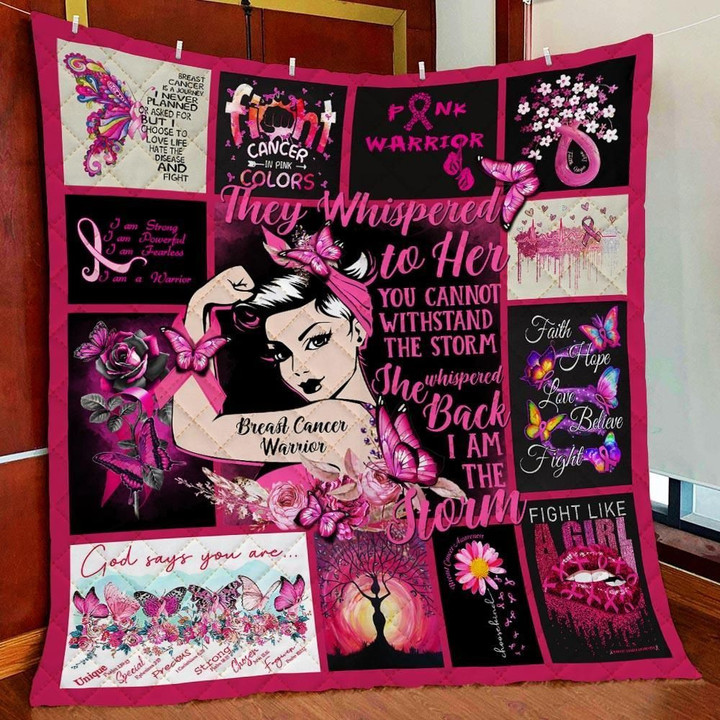 Breast Cancer Awareness I Am The Storm Strong Woman Gift Fleece Blanket - Quilt Blanket