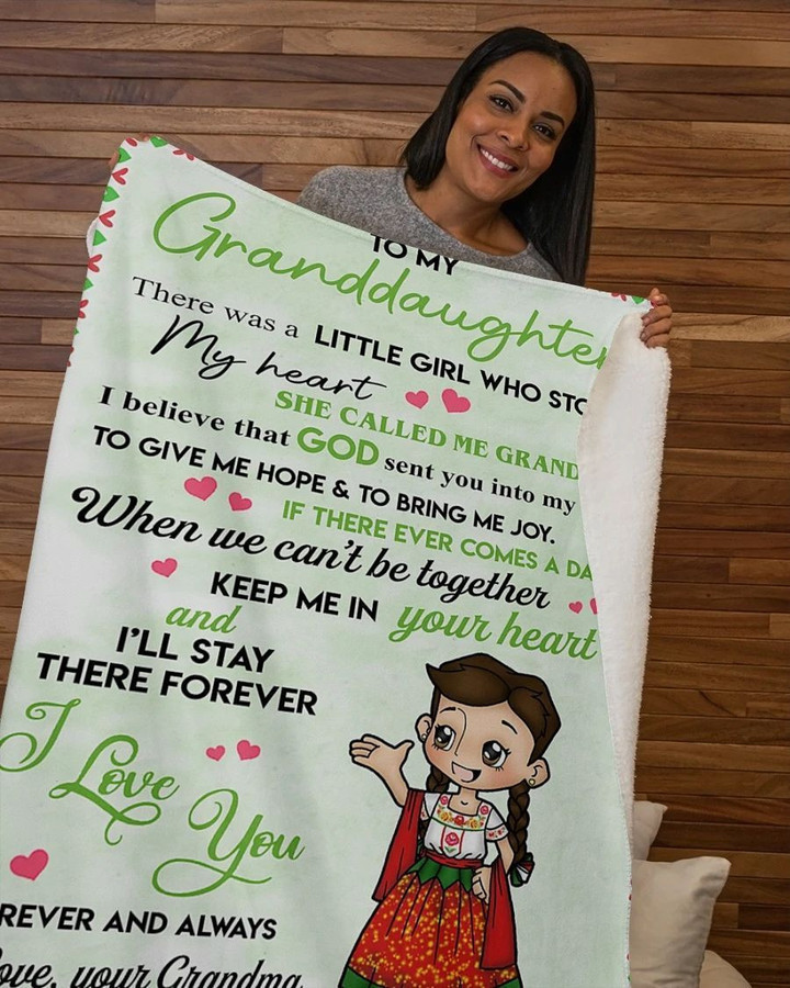 To My Granddaughter, Little Girl Who Stoles My Heart Fleece Blanket - Quilt Blanket - Gift For Granddaughter