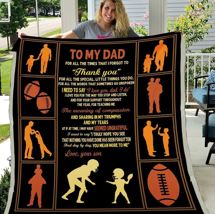 To My Dad For All The Times I Forgot To Thank You Football Dad And Son Sherpa Blanket