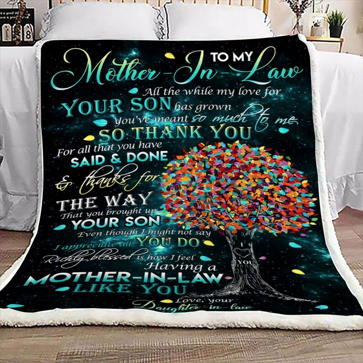 Tree To My Mother In Law Fleece Blanket - Quilt Blanket Gift For Mother In Law | Family Blanket