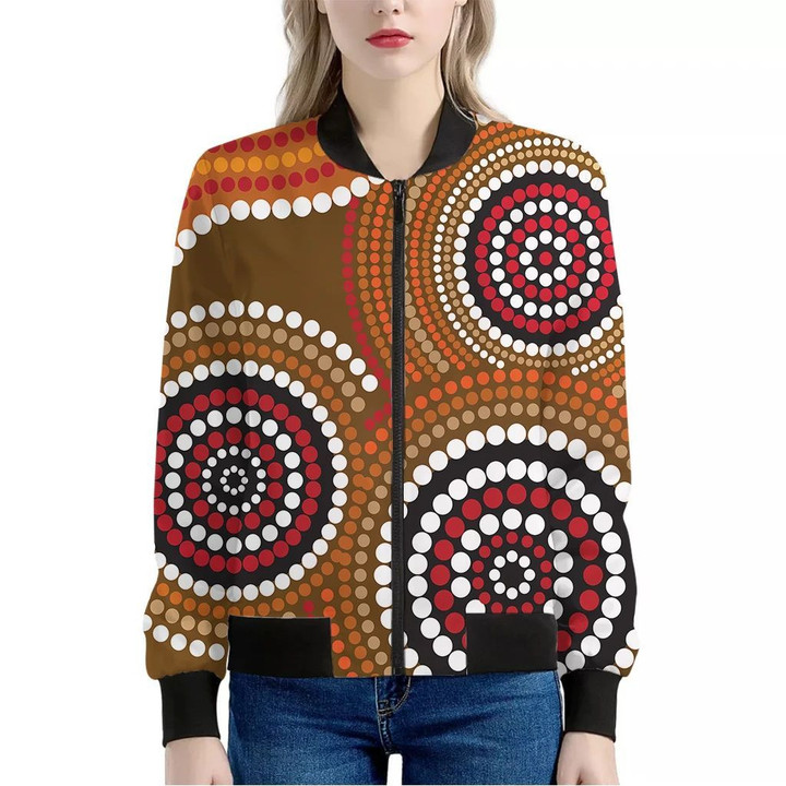 Australian Aboriginal Dot Print Women's Bomber Jacket