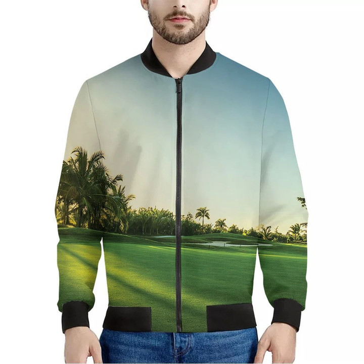Golf Course Print Men's Bomber Jacket