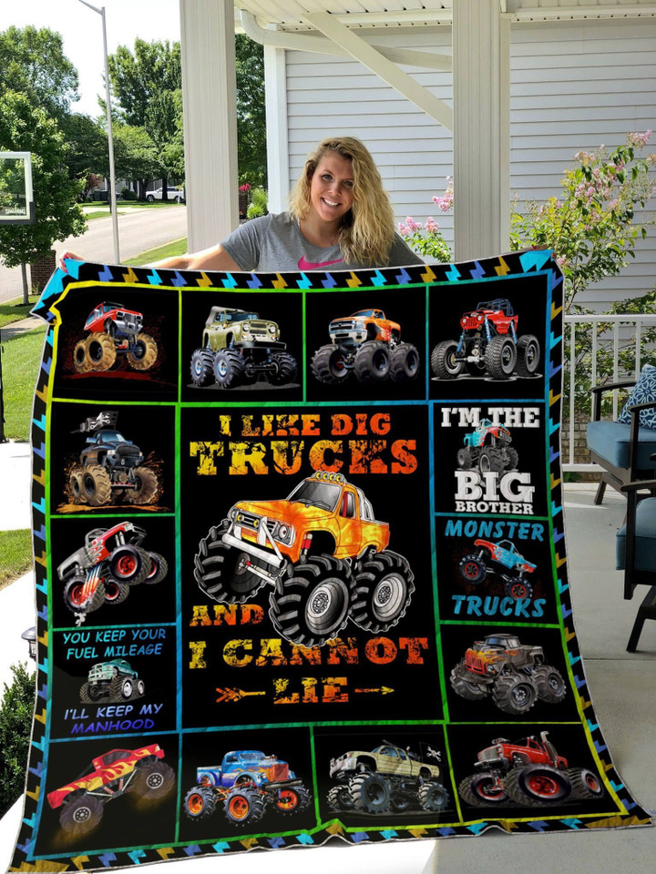 Monster Truck I'M The Big Brother Quilt Blanket Great Customized Gifts For Birthday Christmas Thanksgiving Perfect Gifts For Truck Driver