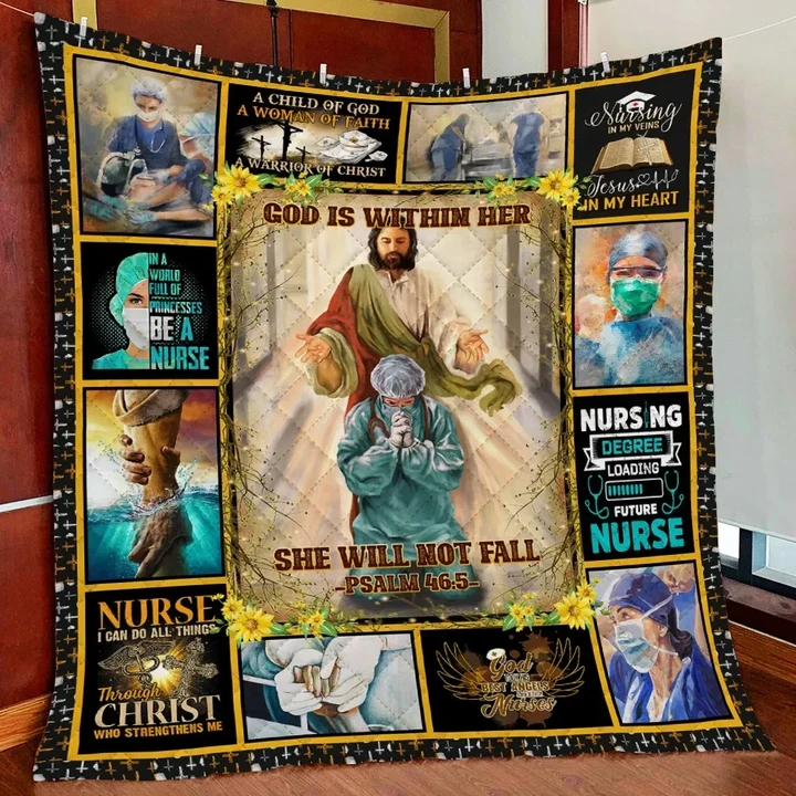 God Is Within Her She Will Not Fall Psalm 46:5 Quilt Blanket