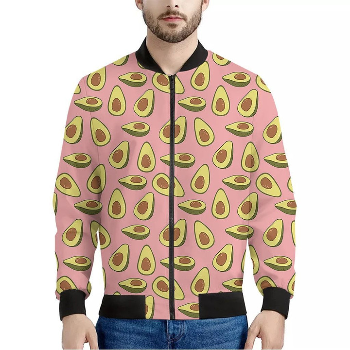 Cute Avocado Pattern Print Men's Bomber Jacket