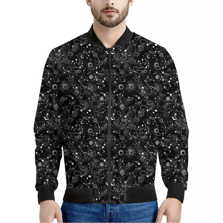 Constellation Galaxy Pattern Print Men's Bomber Jacket