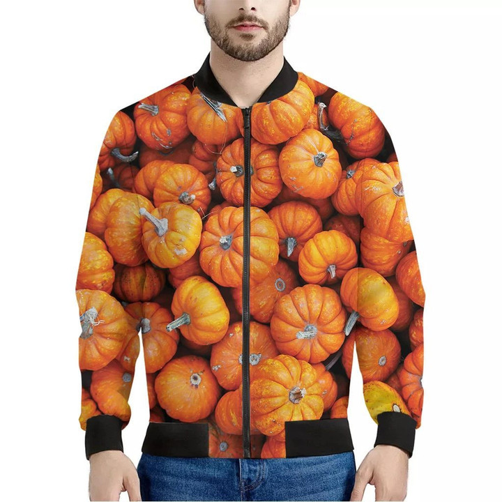 Pumpkin Print Men's Bomber Jacket