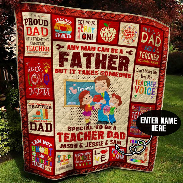 Personalized Teacher Dad Special To Be A Teacher Dad Quilt Blanket Great Customized Blanket Gifts For Birthday Christmas Thanksgiving Father'S Day