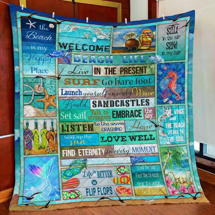 Seas The Day Beach Life Quilt Blanket