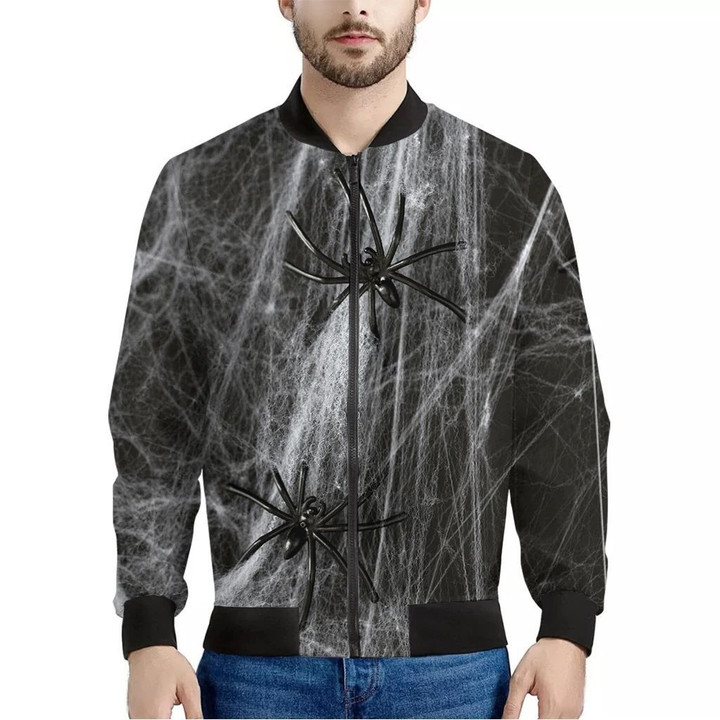 Toy Spiders And Cobweb Print Men's Bomber Jacket