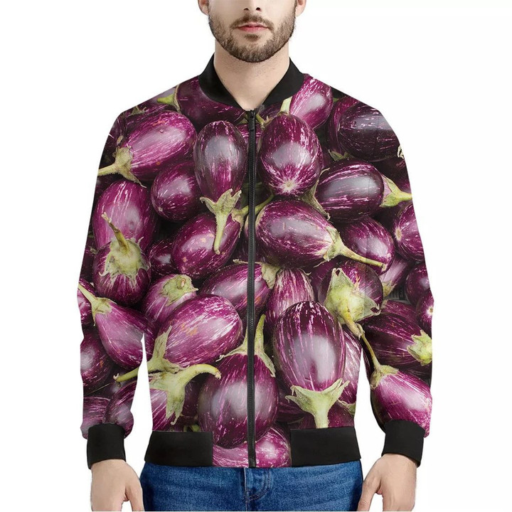 Eggplant Print Men's Bomber Jacket