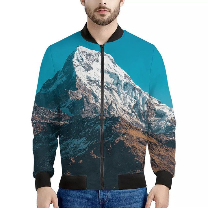 Himalaya Mountain Print Men's Bomber Jacket