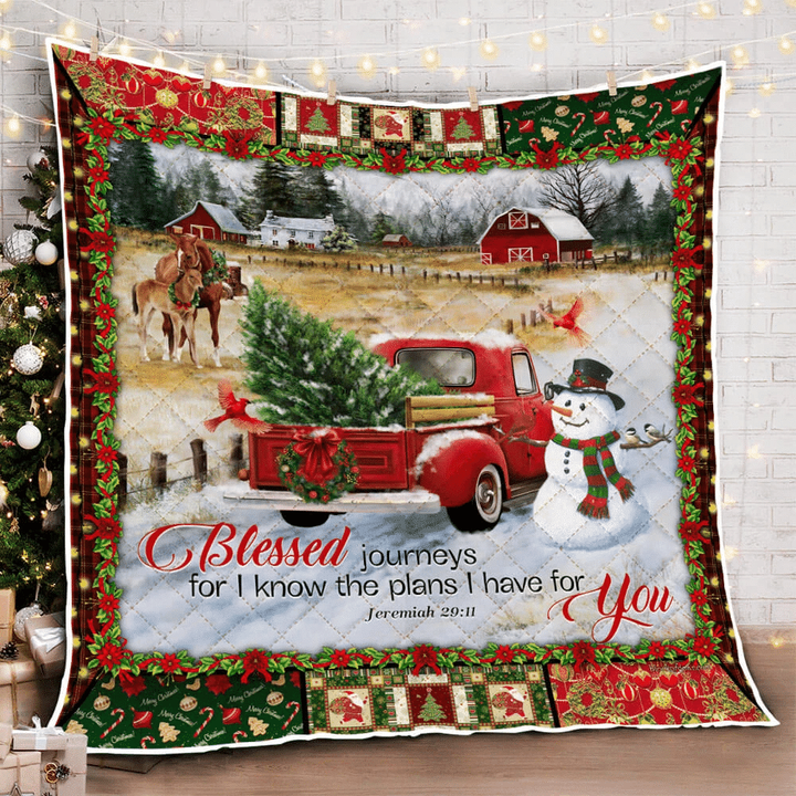 Red Truck Christmas Quilt Blanket Tn141151