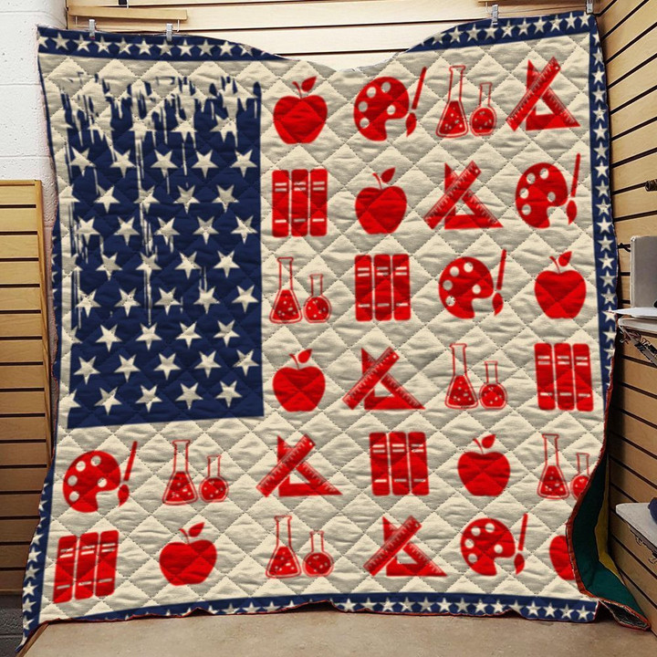 American Flag Teacher 4Quilt Blanket
