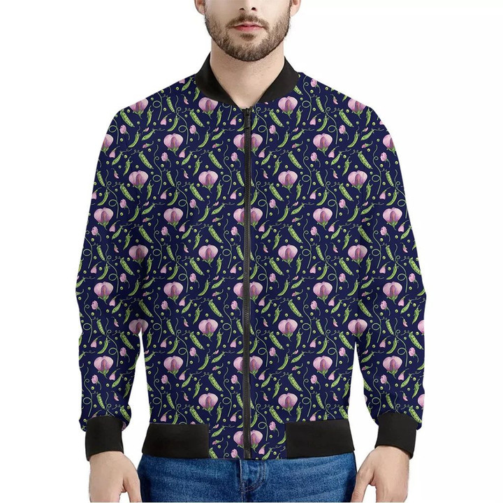 Sweet Pea Floral Pattern Print Men's Bomber Jacket