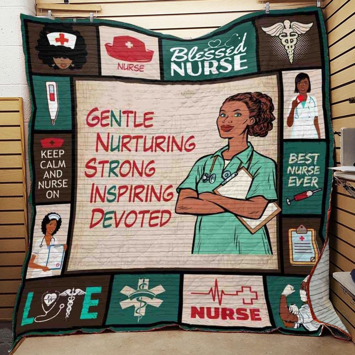 Black Nurse Gentle Nurturing Strong Inspiring Devoted Quilt Blanket Great Customized Blanket Gifts For Birthday Christmas Thanksgiving