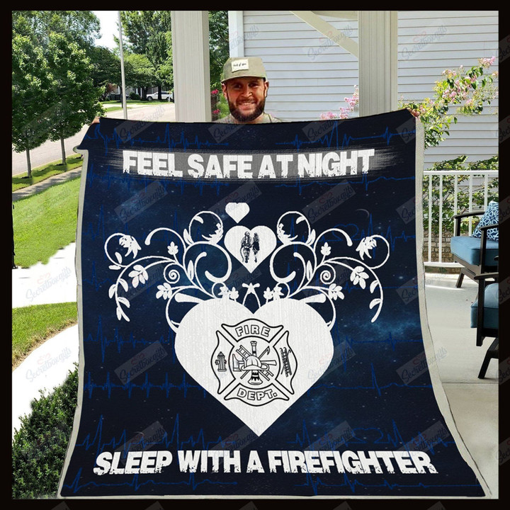 Firefighter Feel Safe At Night Gs-Cl-Ld0611 Fleece Blanket