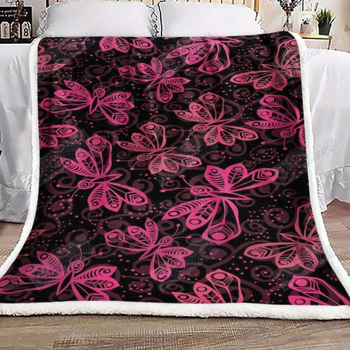 Pink Butterfly Fleece Blanket