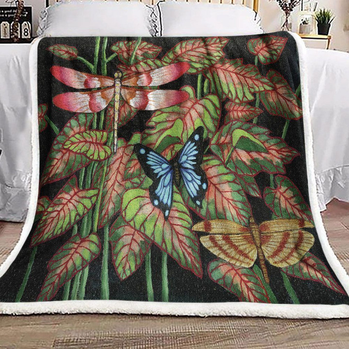 Dragon Fly And Butterfly Vd1410098F Sherpa Fleece Blanket