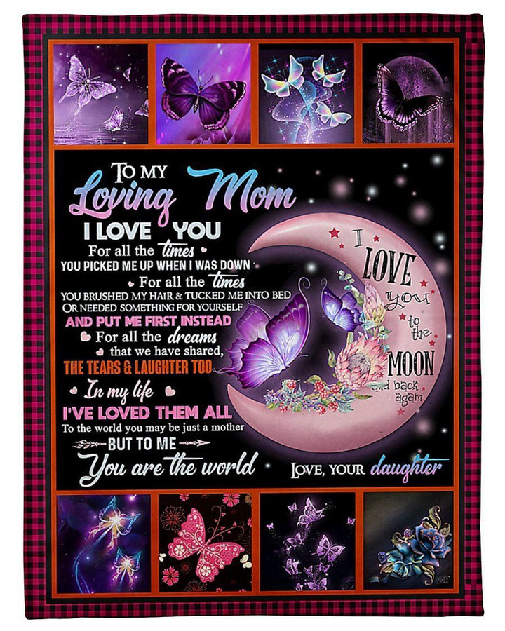 To My Loving Mom Beautiful Butterfly Gift Fleece Blanket