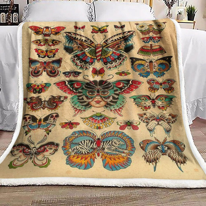 Butterfly Color Tattoo Hn2310025F Sherpa Fleece Blanket