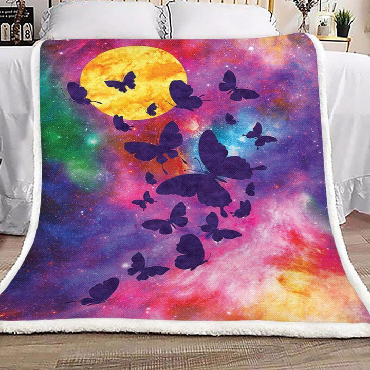 Galaxy Butterfly Sherpa Fleece Blanket Kout