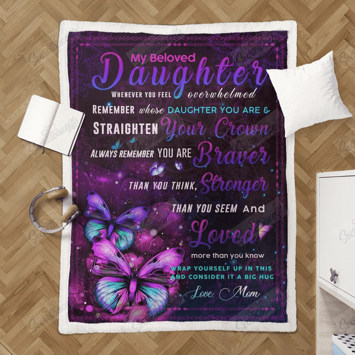 Beloved Daughter Butterfly Fleece Blanket