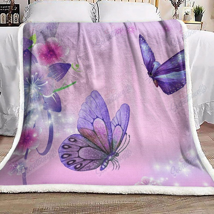 Butterfly Flower Fleece Blanket