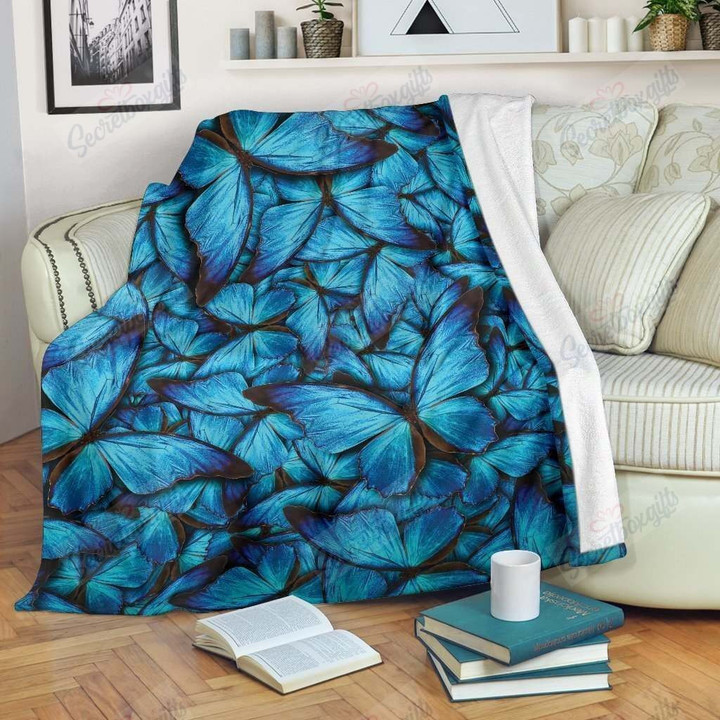 Blue Butterfly Fleece Blanket