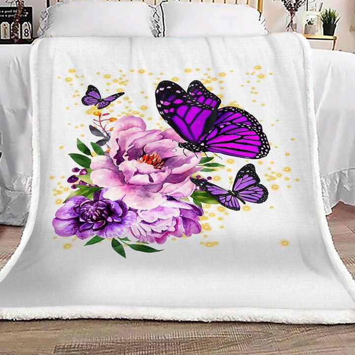 Flower Butterfly Fleece Blanket