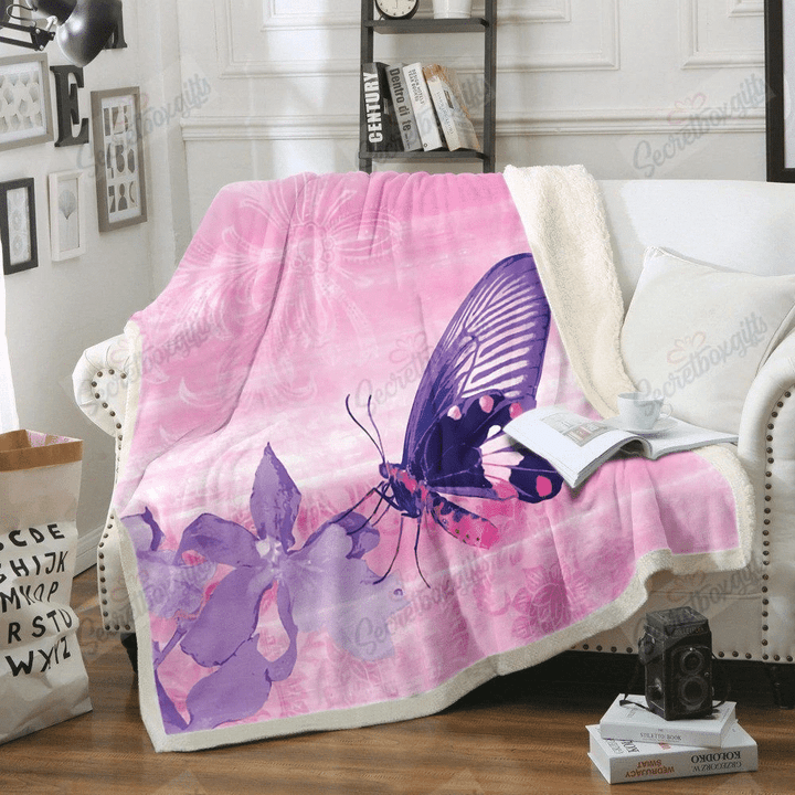 Pink Butterfly Fleece Blanket