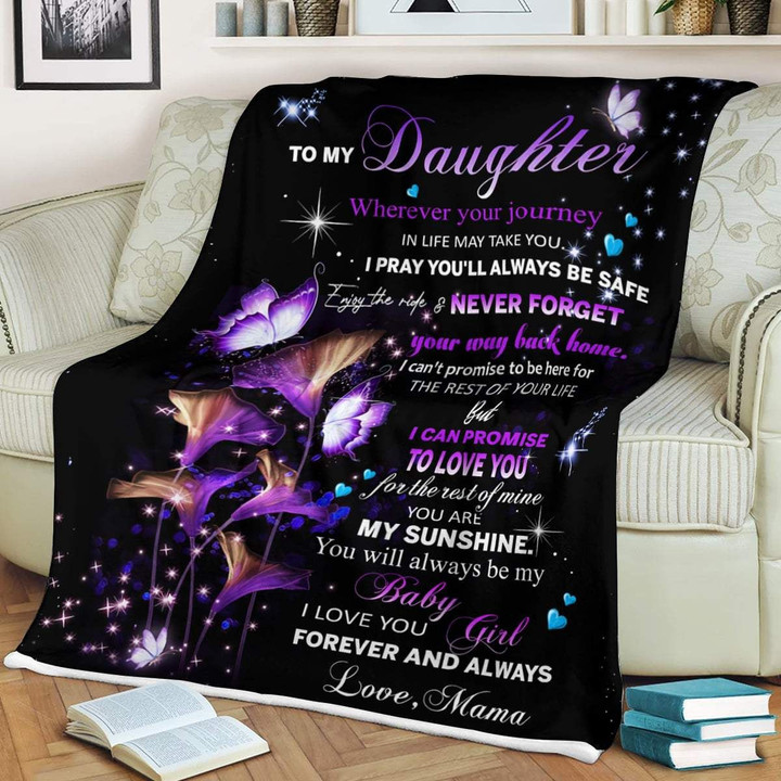 Personalized Daughter Blanket Wherever Your Journey In Life May Take You Flowers And Butterflies Fleece Blanket