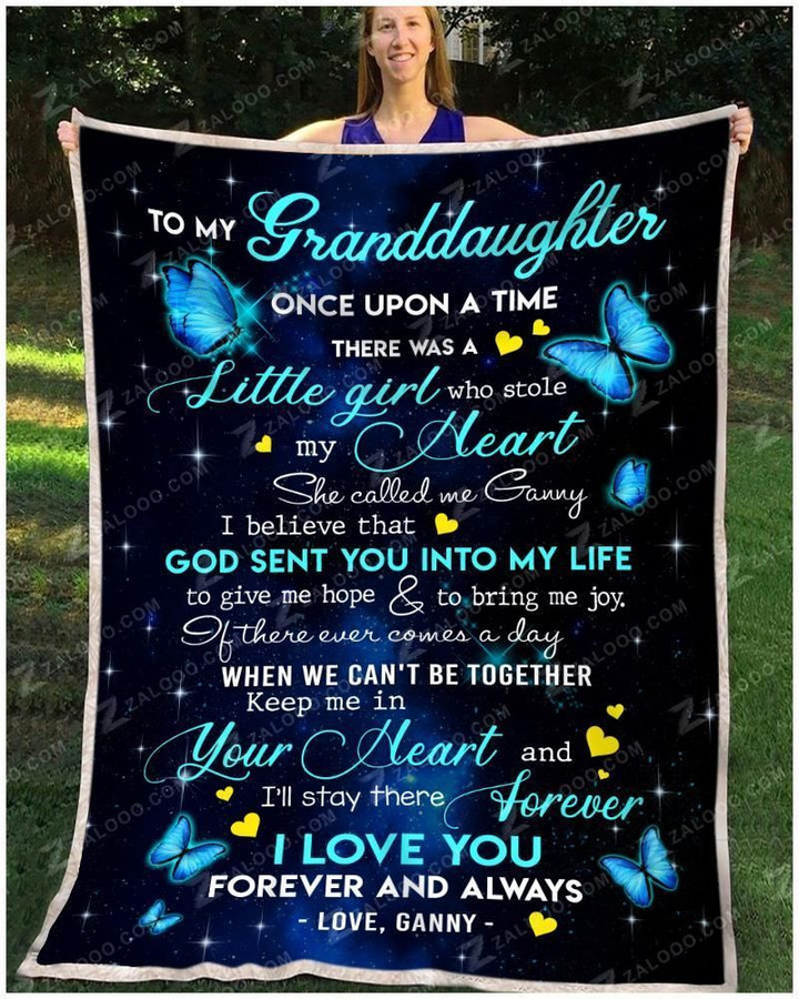 Butterfly Grandson Grandma OFleece Blanket