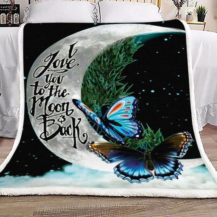 Butterfly And Moon Sherpa Fleece Blanket Kocd