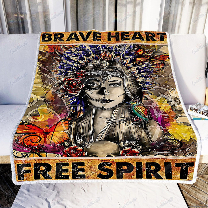 Native American Brave Heart Free Spirit Fleece Blanket