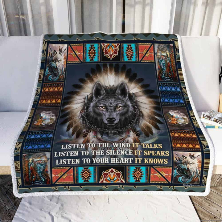Native Amerian Wolf Spirit V1 Sofa Throw Blanket