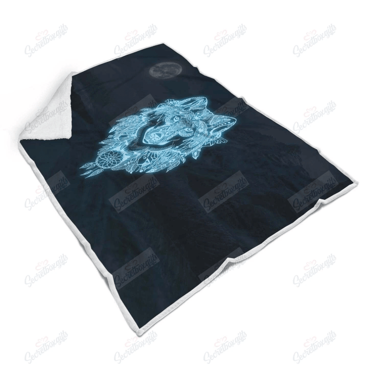 Moon Wolf Fleece Blanket