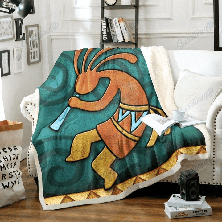 African Kokopelli Fleece Blanket
