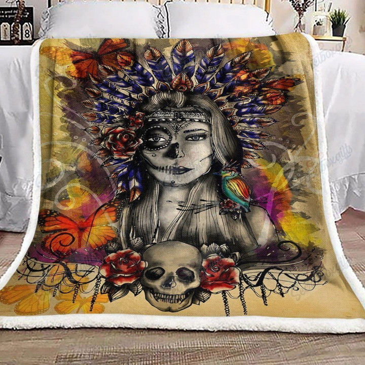 Indian Mexican Skull Fleece Blanket