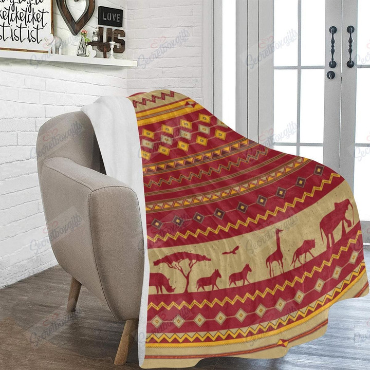 Red African Pattern Fleece Blanket