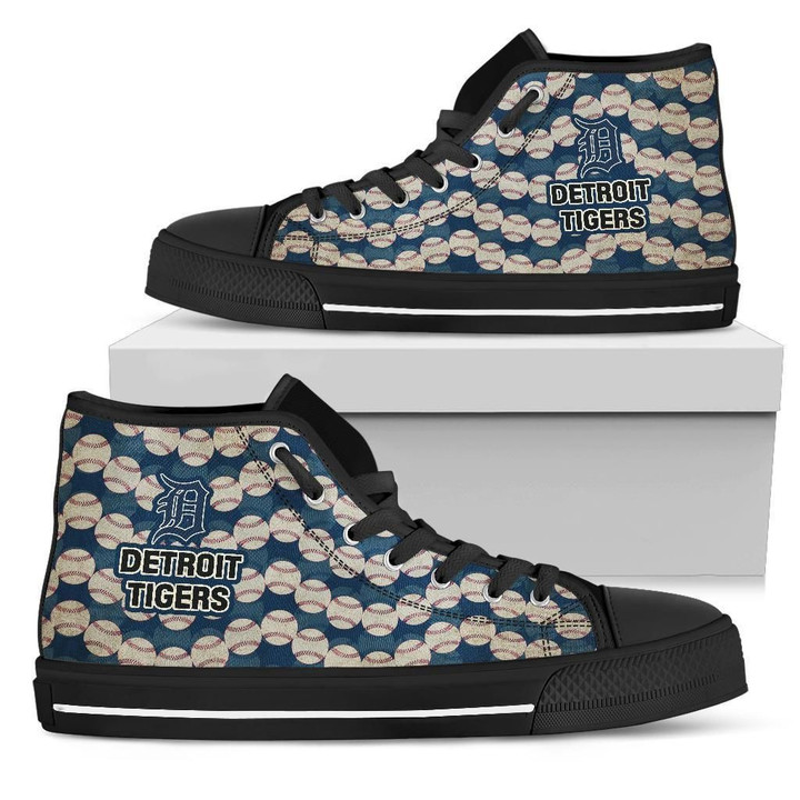 Wave Of Ball Detroit Tigers MLB High Top Shoes