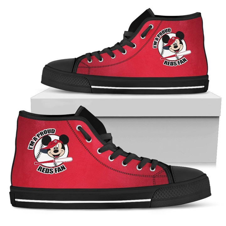 Cincinnati Reds Fan Mickey Mouse MLB High Top Shoes