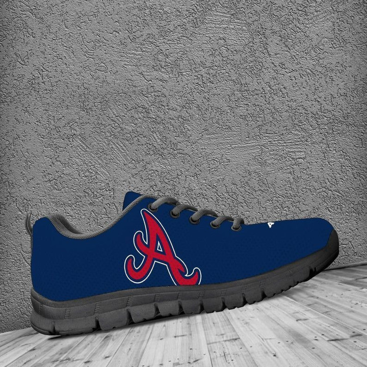 Atlanta Braves MLB Canvas Shoes gift for fan black  Shoes Fly Sneakers