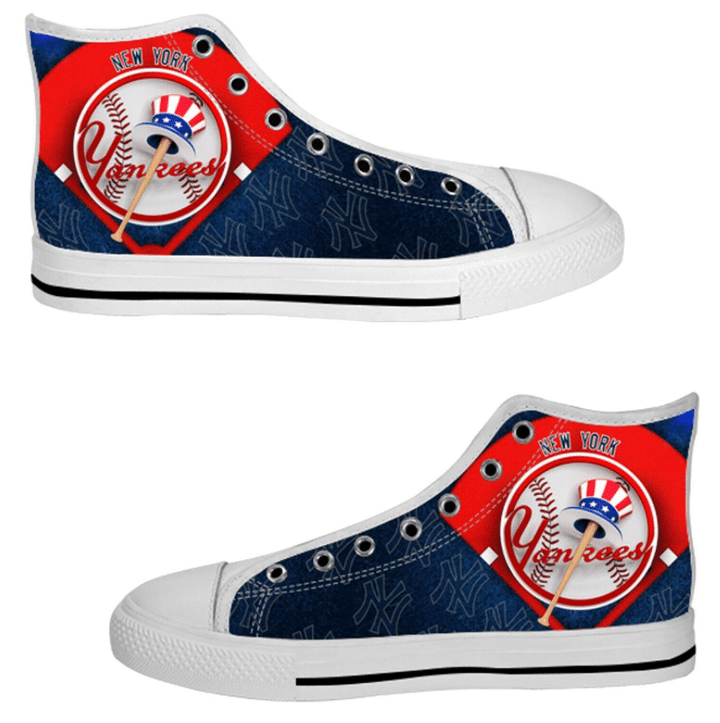 New York Yankees MLB Baseball 14 Custom Canvas High Top Shoes