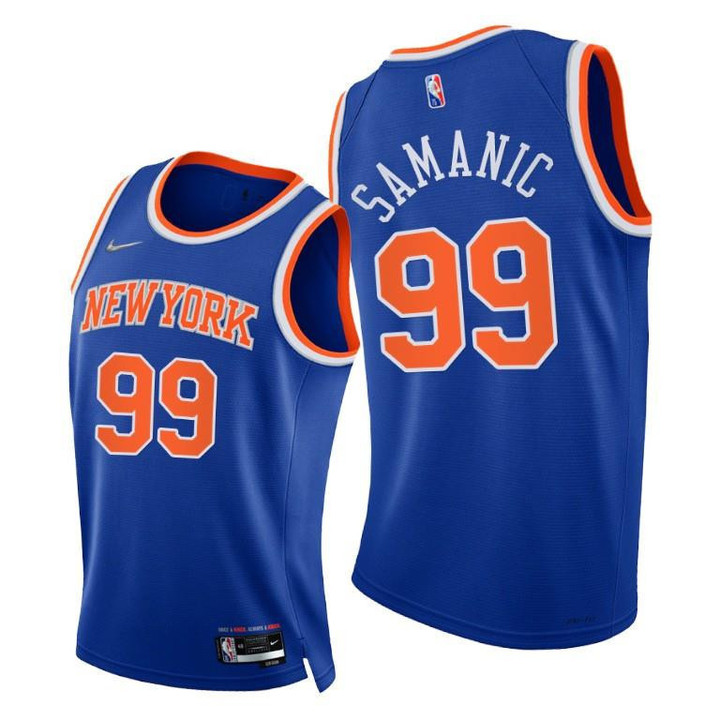 Luka Samanic #99 New York Knicks 2021-22 Icon Edition Blue Jersey 75th Anniversary - Men Jersey