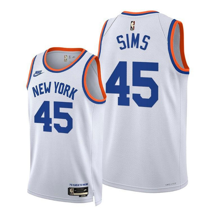Jericho Sims #45 New York Knicks 2021-22 Classic Edition White Jersey Year Zero - Men Jersey