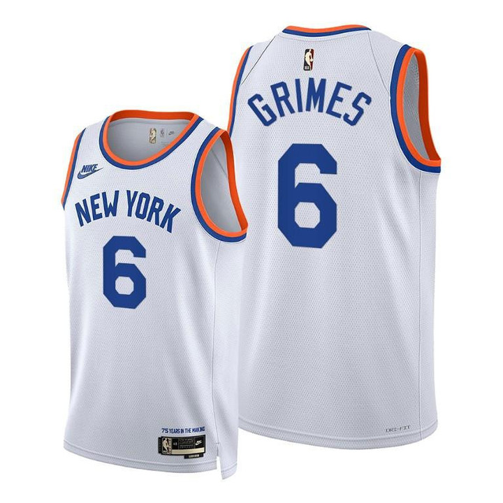 Quentin Grimes #6 New York Knicks 2021-22 Classic Edition White Jersey Year Zero - Men Jersey
