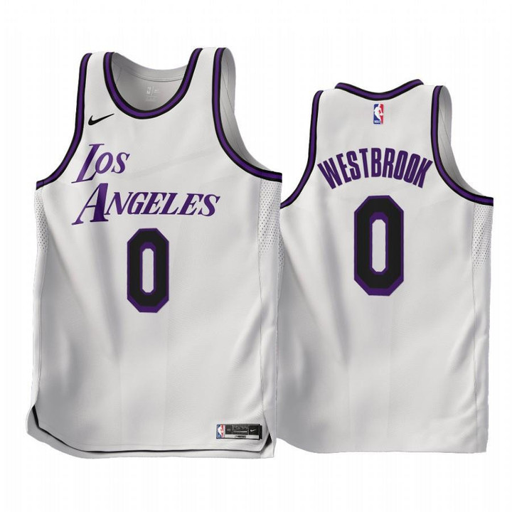 2022-23 Los Angeles Lakers Russell Westbrook #0 White City Edition Jersey - Men Jersey